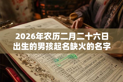 2026年农历二月二十六日出生的男孩起名缺火的名字