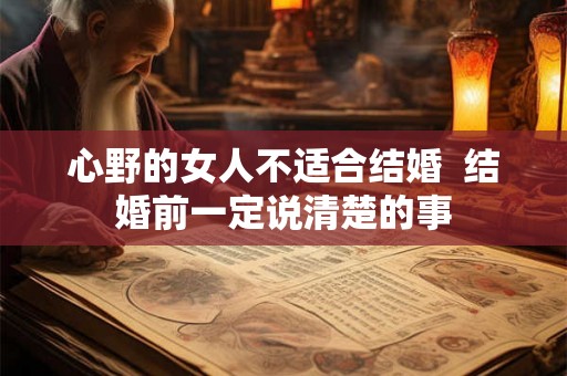 心野的女人不适合结婚  结婚前一定说清楚的事