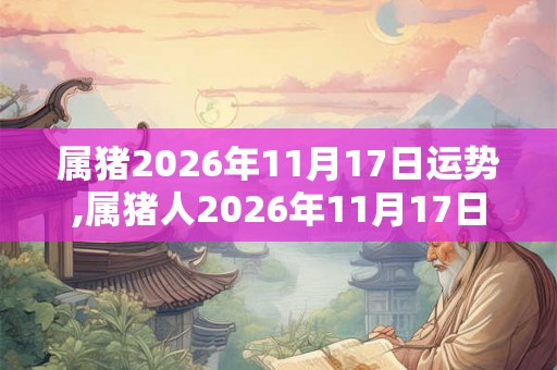 属猪2026年11月17日运势,属猪人2026年11月17日财运,生肖猪2026年11月17日运势