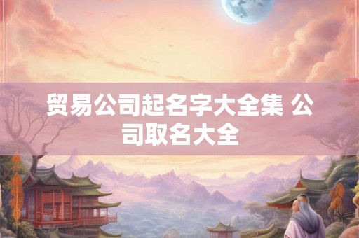 贸易公司起名字大全集 公司取名大全