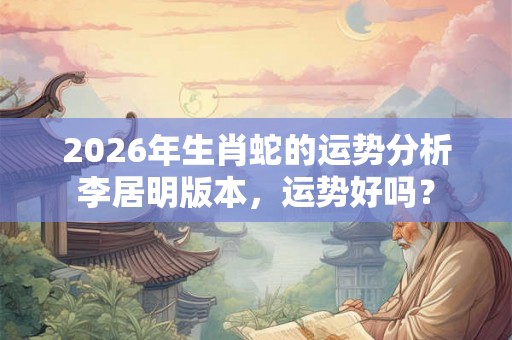 2026年生肖蛇的运势分析李居明版本，运势好吗？