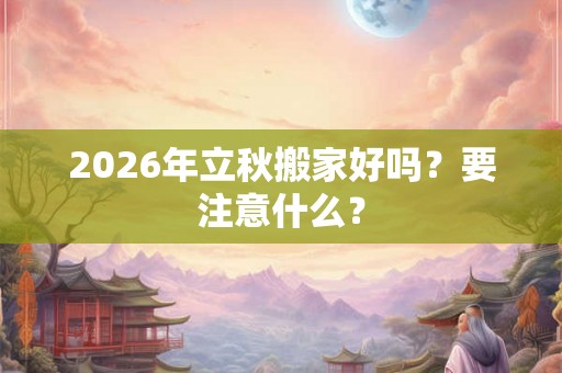 2026年立秋搬家好吗？要注意什么？