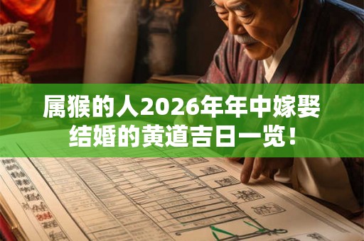 属猴的人2026年年中嫁娶结婚的黄道吉日一览！