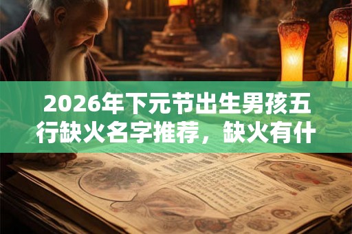 2026年下元节出生男孩五行缺火名字推荐，缺火有什么影响吗？