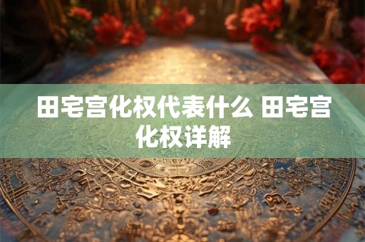 田宅宫化权代表什么 田宅宫化权详解