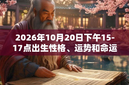 2026年10月20日下午15-17点出生性格、运势和命运