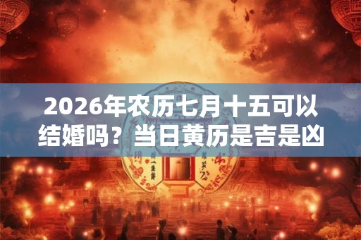 2026年农历七月十五可以结婚吗?当日黄历是吉是凶 2026年农历七月十五可以结婚吗?当日黄历是吉是凶