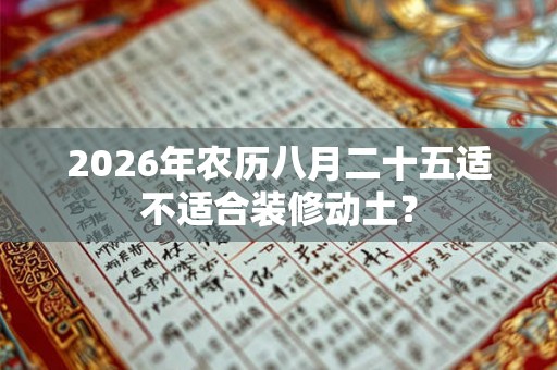 2026年农历八月二十五适不适合装修动土？
