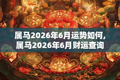属马2026年6月运势如何,属马2026年6月财运查询