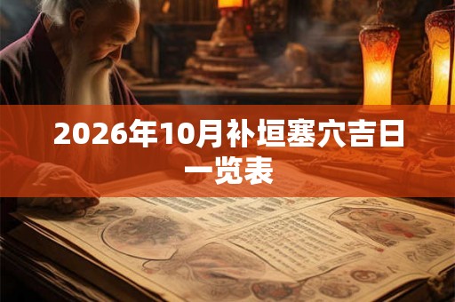 2026年10月补垣塞穴吉日一览表