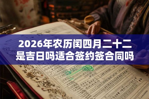 2026年农历闰四月二十二是吉日吗适合签约签合同吗？
