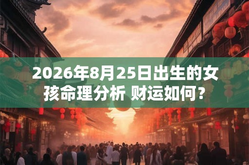2026年8月25日出生的女孩命理分析 财运如何？