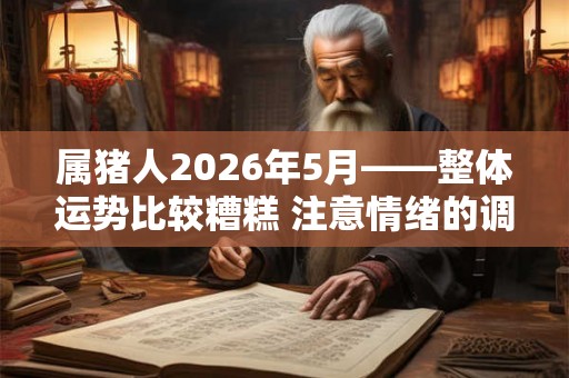 属猪人2026年5月——整体运势比较糟糕 注意情绪的调整