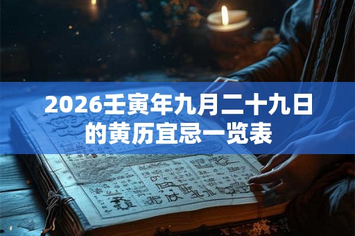 2026壬寅年九月二十九日的黄历宜忌一览表