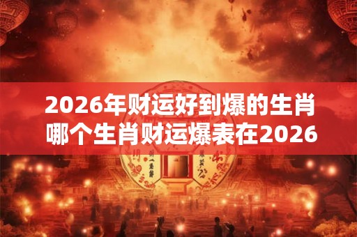 2026年财运好到爆的生肖 哪个生肖财运爆表在2026