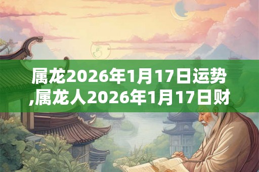 属龙2026年1月17日运势,属龙人2026年1月17日财运,生肖龙2026年1月17日运势