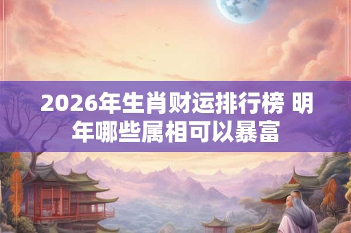 2026年生肖财运排行榜 明年哪些属相可以暴富