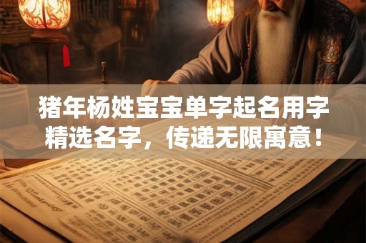 猪年杨姓宝宝单字起名用字精选名字，传递无限寓意！