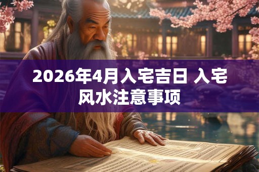 2026年4月入宅吉日 入宅风水注意事项