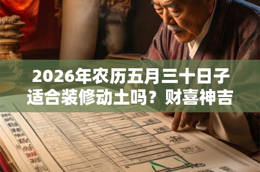 2026年农历五月三十日子适合装修动土吗？财喜神吉位在哪？