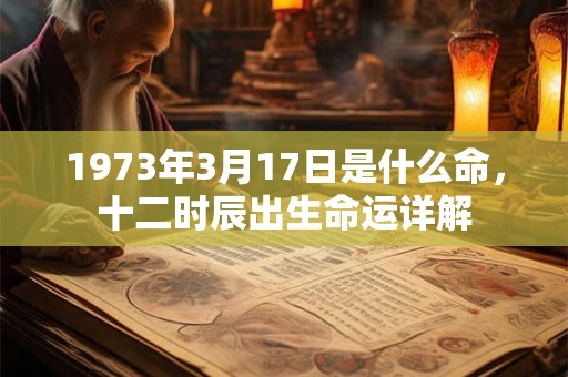 1973年3月17日是什么命，十二时辰出生命运详解