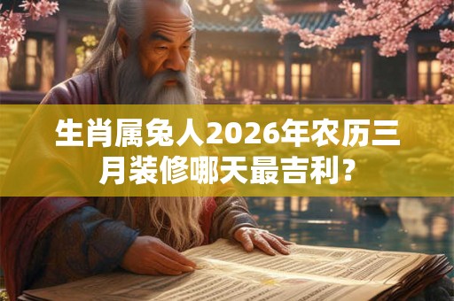 生肖属兔人2026年农历三月装修哪天最吉利？