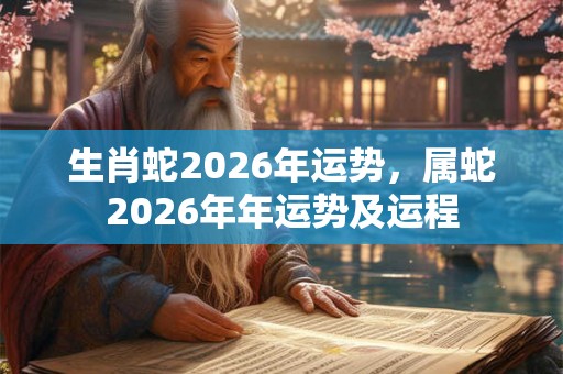 生肖蛇2026年运势，属蛇2026年年运势及运程