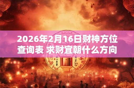 2026年2月16日财神方位查询表 求财宜朝什么方向 2026年2月16日财神方位查询表 求财宜朝什么方向