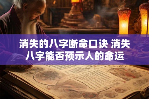 消失的八字断命口诀 消失八字能否预示人的命运