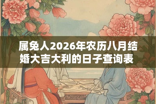 属兔人2026年农历八月结婚大吉大利的日子查询表 哪天适合嫁娶 属兔人2026年农历八月结婚大吉大利的日子查询表 哪天适合嫁娶