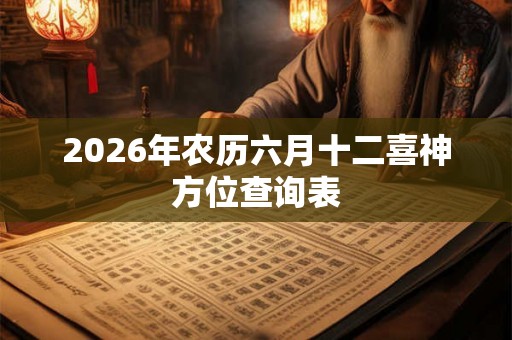 2026年农历六月十二喜神方位查询表 2026年农历六月十二喜神方位查询表