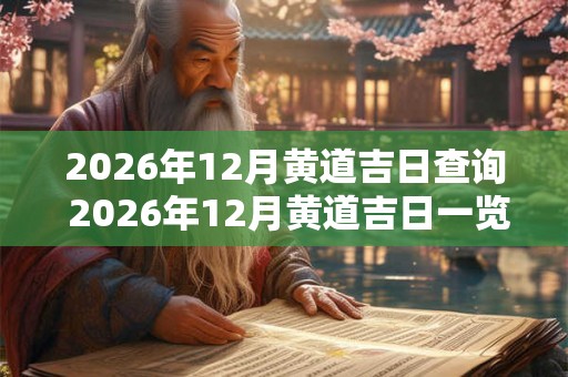 2026年12月黄道吉日查询 2026年12月黄道吉日一览表