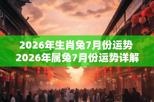 2026年生肖兔7月份运势 2026年属兔7月份运势详解 2026年生肖兔7月份运势 2026年属兔7月份运势详解