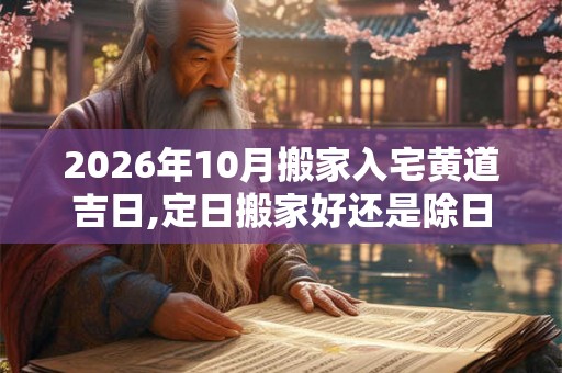 2026年10月搬家入宅黄道吉日,定日搬家好还是除日搬好