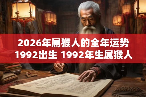 2026年属猴人的全年运势1992出生 1992年生属猴人2026年运势如何