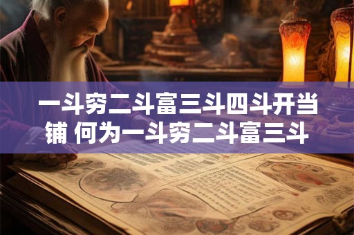 一斗穷二斗富三斗四斗开当铺 何为一斗穷二斗富三斗四斗开当铺