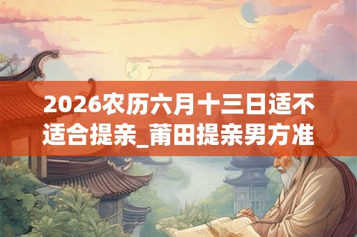 2026农历六月十三日适不适合提亲_莆田提亲男方准备什么