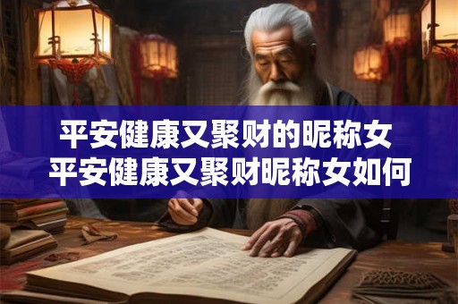平安健康又聚财的昵称女 平安健康又聚财昵称女如何实现健康与财富的双赢