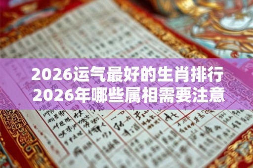 2026运气最好的生肖排行 2026年哪些属相需要注意