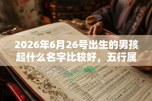 2026年6月26号出生的男孩起什么名字比较好，五行属什么
