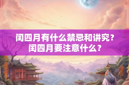 闰四月有什么禁忌和讲究？闰四月要注意什么？
