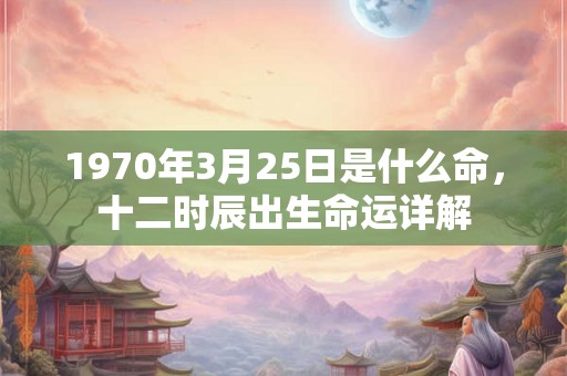 1970年3月25日是什么命，十二时辰出生命运详解
