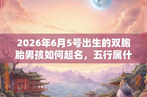 2026年6月5号出生的双胞胎男孩如何起名，五行属什么
