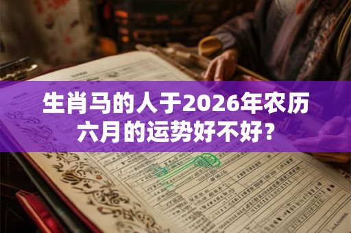生肖马的人于2026年农历六月的运势好不好？