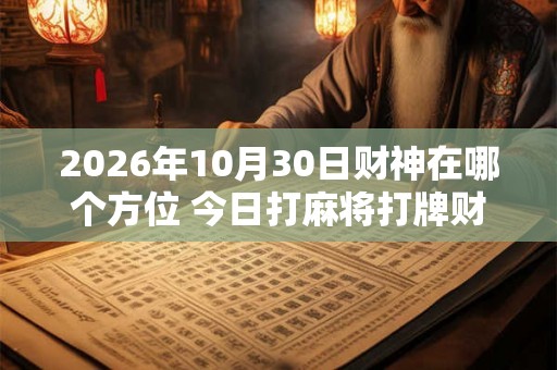 2026年10月30日财神在哪个方位 今日打麻将打牌财神方位