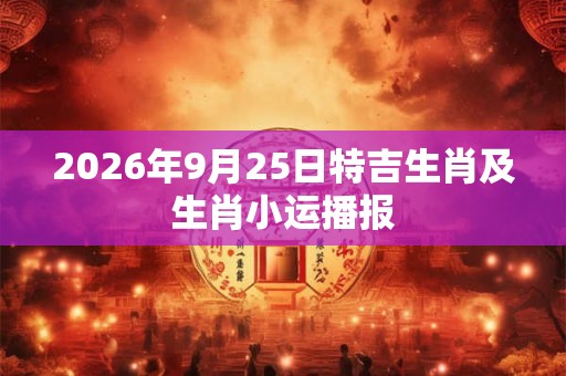2026年9月25日特吉生肖及生肖小运播报 2026年9月25日特吉生肖及生肖小运播报