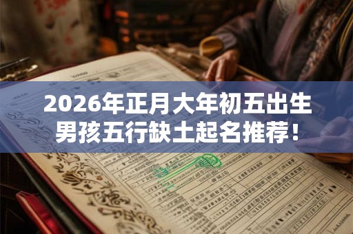 2026年正月大年初五出生男孩五行缺土起名推荐！