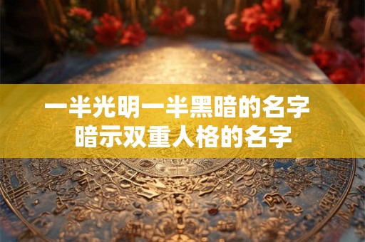 一半光明一半黑暗的名字 暗示双重人格的名字 一半光明一半黑暗的名字 暗示双重人格的名字