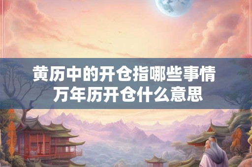 黄历中的开仓指哪些事情  万年历开仓什么意思