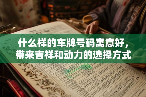 什么样的车牌号码寓意好,带来吉祥和动力的选择方式 什么样的车牌号码寓意好,带来吉祥和动力的选择方式